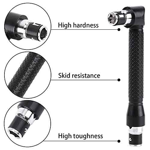 Double-Headed L-Shaped Socket 1/4 Inch Hex Socket Wrench 90 Degree Right Angle Screwdriver Adapter with 10Pcs Various Angled Screwdriver Bits Tool