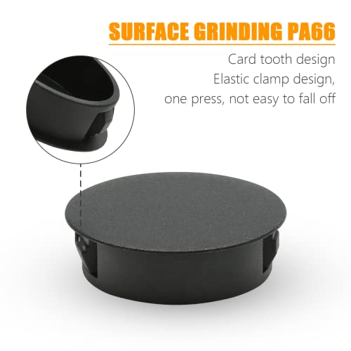 1-1/4 Inch Black Hole Plugs Set of 15 - Locking Plastic Pipe Caps for Furniture & Equipment