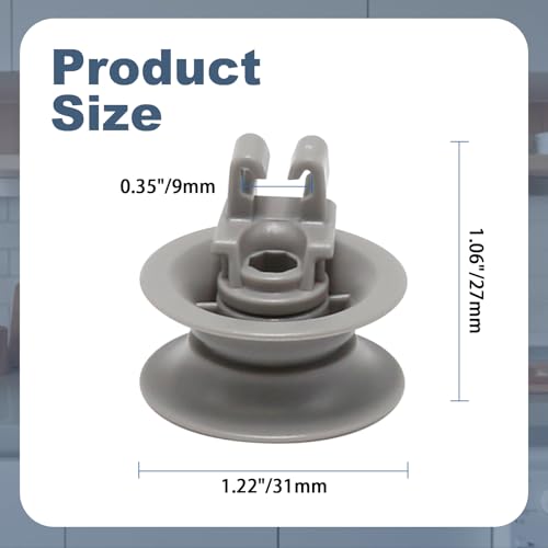 Aynaxcol 8Pcs Upper Rack Wheel Assembly for Bosch Dishrack - Model 611475 Replacement, Grey, Upper Variation