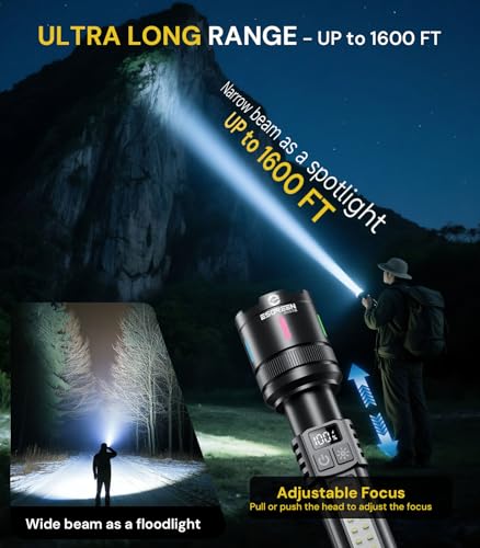 Esgreen 2 Pack Rechargeable LED Flashlights High Lumens 90000, Compact, 6 Inch, Emergency & Camping