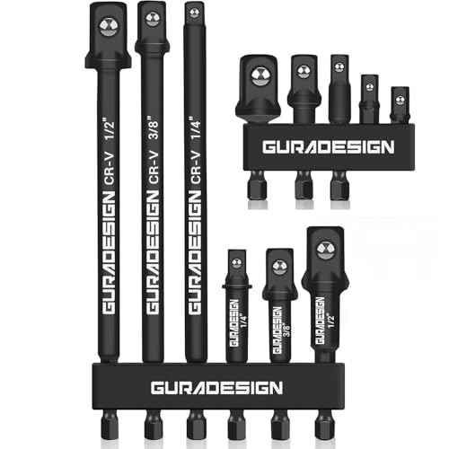 11-Piece Impact Socket Adapter Set - 3/6 Inch Hex Shank, Drill & Driver Adapter for 1/4" 3/8" 1/2" Impact Drivers