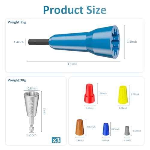 Wire Nut Twister & Wire Twister Tool for Drill, 1/4" Chuck Spin Twist Connector Socket, Compatible with 8-14 AWG, Quick Cable Stripping and Twisting Driver