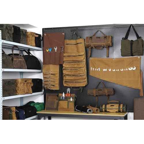 Tool Bag, 13-inch Heavy Duty 16oz Waxed Canvas Wide Mouth Water-Resistant Tool Bag, Tool Tote with Handle for Tools, Wrenches, Screwdrivers (13 X 7.8 X 9 inch) | Grey