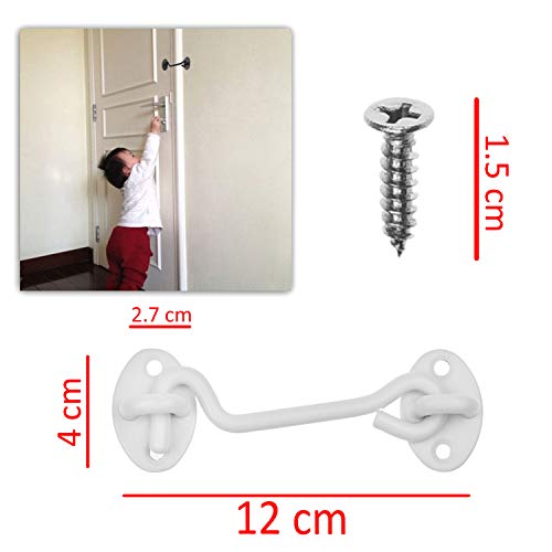Kare & Kind White 4-Inch Heavy Duty Hook & Eye Latch with Screws - Indoor & Outdoor Use