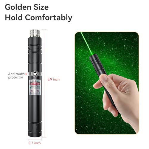 [Professional] Rechargeable Green Laser Pointer High Power Green Beam Light Long Distance Range For TV/LED/LCD Screens Tactical Flashlights Presentation Office/Outdoors/Astronomic/Construction [007]