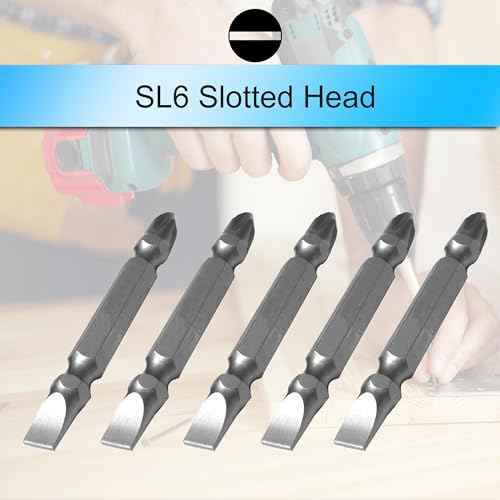 5Pcs PH2/SL6 Phillips and Slotted Flathead Double Ended Screwdriver Bits Magnetic Set 1/4 Inch Hex Shank (5)