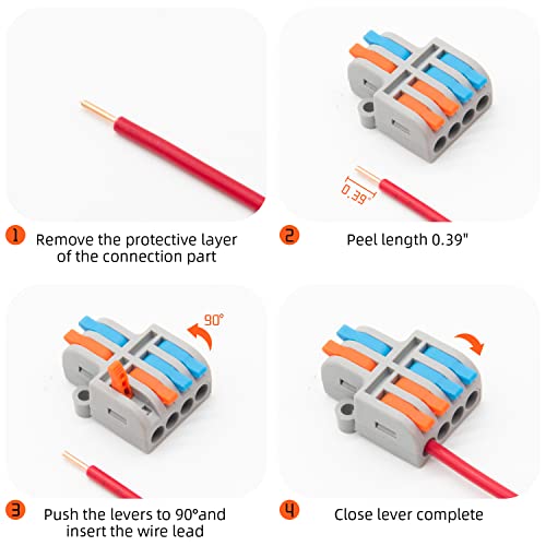 10Pcs Lever Wire Connectors for Electrical Wiring 24-12 AWG, Quick Install
