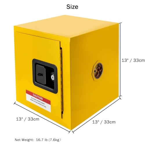 Hazardous Flammable Storage Cabinet 13x13x13-Inch Fireproof Steel Safety Closet