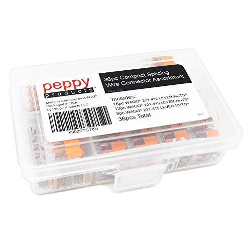 Peppy Products WAGO 221 Lever-Nuts Wire Connector Assortment, 36 Pieces