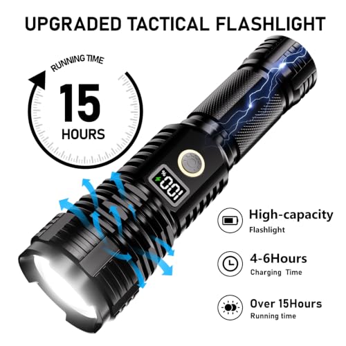 CHILDBOT Black Rechargeable 100000LM LED Flashlight Super Bright Tactical Light