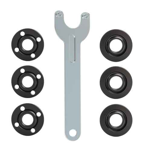 7PCS Angle Grinder Nut and Wrench Kit 5/8-11 Flange Lock Nut Compatible with Dewalt Milwaukee Makita Ryobi Bosch Metabo Black Decker 4.5 5 Inch Grinder Parts Replacement