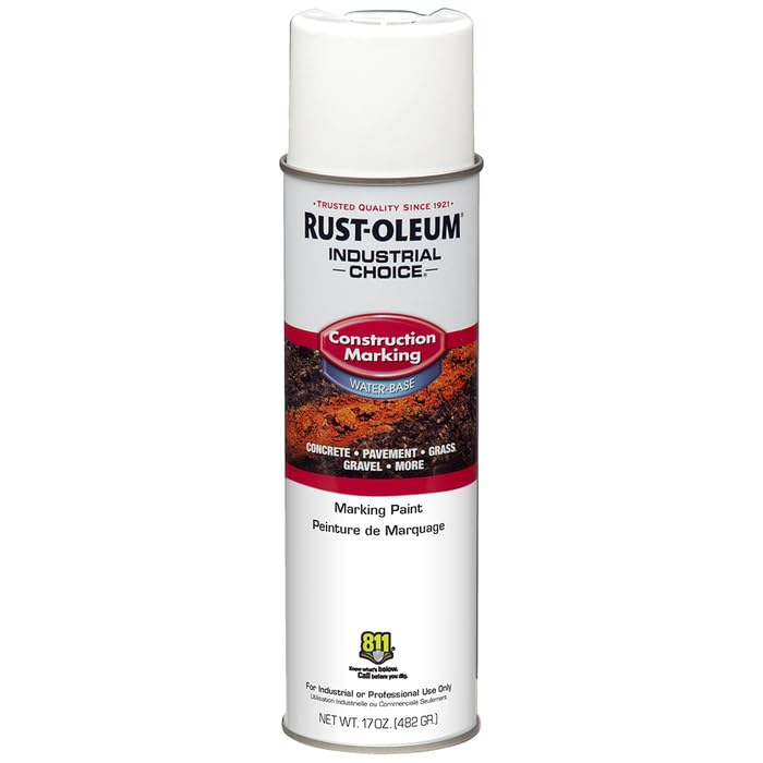 Rust-Oleum Construction Marking Spray Paint Water-Based White System - Fast Dry, Durable for Pavement & Soil