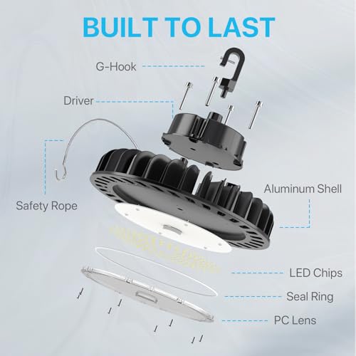 HYPERLITE 150W UFO LED High Bay Light Dimmable 21,750lm 5000K UL US Hook Cable