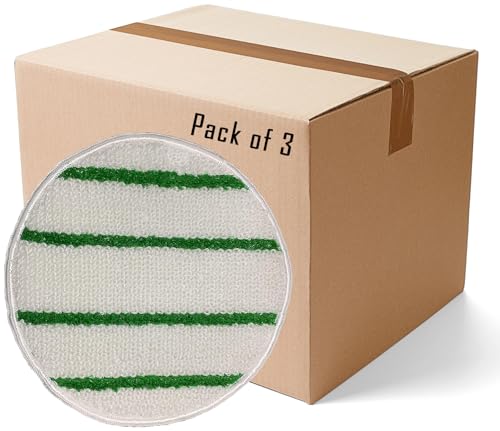 17 Inch Commercial Low-Profile Carpet Bonnet with Scrubber Strips - 3-Pack