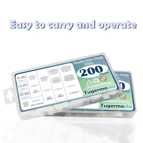 White Plastic Hole Plugs 8 Sizes 5mm-25mm (1/5-1") 200PCS Tugermoola