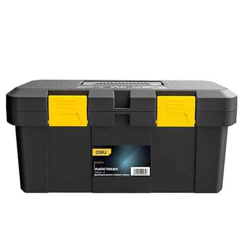 Deli Plastic Toolbox, 18 in Tool Box with Handle, Heavy Duty Toolbox Organizer,Tool Case with Double Locking, Craftsman Tool Box, Tool Organizers and Storage Box