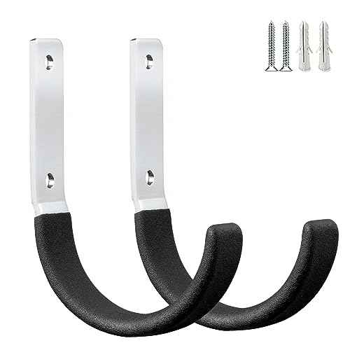 Heavy Duty Steel Garage Hooks,Garage Storage Utility Hooks,Heavy Duty Garage Garden Tool Organizer,Steel Wall Mount Hooks, Garden Hose Hanger, Small U Hooks (Black 2 Pack)