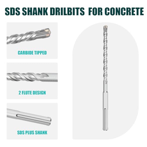 3/8 in x 10.2 in (10 x 260mm) SDS Plus Rotary Hammer Drill Bit, Concrete Drill Bit,Masonry Drill Bit for Concrete, Brick and Cement (Length : 260mm / 10.2 inch, Diameter :3/8 inch £¨ 10mm)