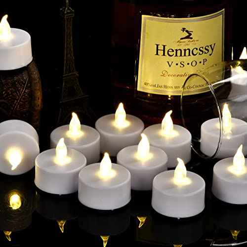 Hanzim Battery Operated LED Tea Lights: 24PACK Flameless Votive Candles Lamp Realistic and Bright Flickering Holiday Gift Long Lasting 200Hours for Seasonal & Festival Celebration Warm White