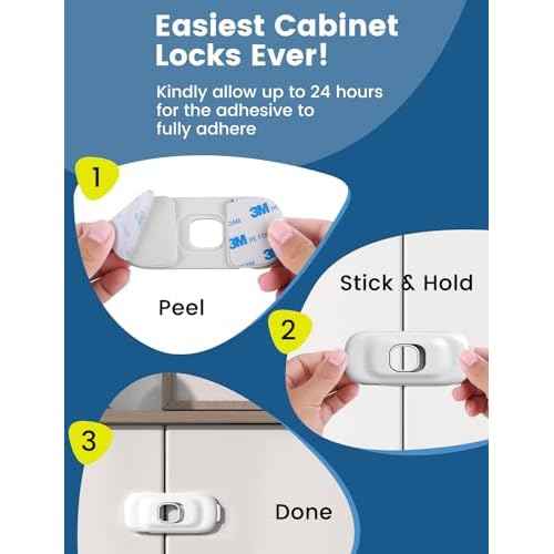 Cabinet Fridge Locks Baby Proofing, 6 Pack Child Proof Cabinet Refrigerator Locks, Baby Child Safety Frigerator Locks for Cabinets, with Strong Adhesive Pad for Draw Kitchen Oven (White, 6 Pack)