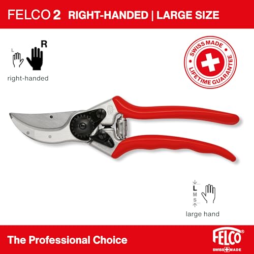 FELCO F2 Large Right-Hand Swiss Pruning Shears – 9.25” Garden Clippers, Replaceable Blade