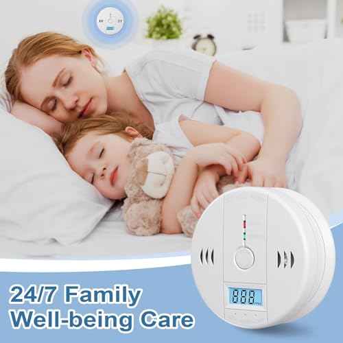 1 Pack Carbon Monoxide Detectors Battery Powered, Carbon Monoxide Alarm with LED Digital Display, CO Alarm with Human Alarm Sounds and Test Button for Home Kitchen Restaurant Hotel Office