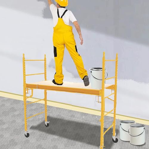 MSWY 5 Inch Scaffolding Casters Set of 4 Heavy Duty Rubber Wheels with Dual Locking Brakes - Model 5in-4, 1760Lbs Capacity
