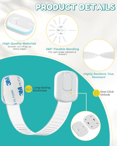 Niunuerga 14 Pack Child Safety Cabinet Locks Baby Proofing White