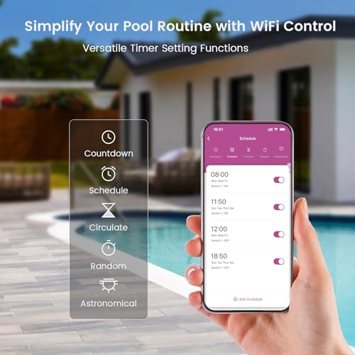 WiFi Pool Timer 40A 2HP Smart Pool Pump Controller 120/240/277VAC