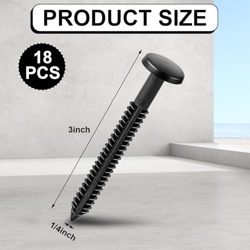 Black Vinyl Shutter Fasteners 3 Inch - 18 Pack, Durable UV Protected Pegs