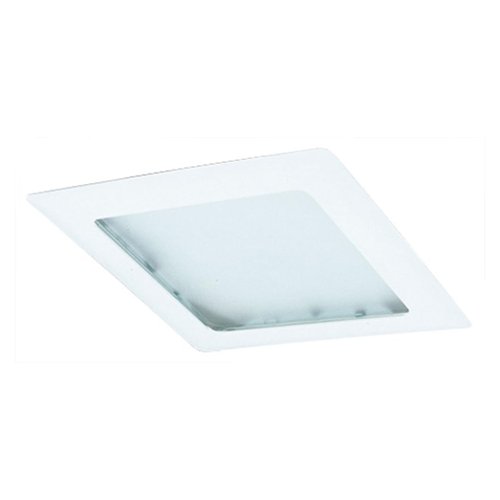 ELCO Lighting 8" Square Trim with Prismatic Glass Lens, Recessed Ceiling Light Cover, 42W, E26 Base, White Finish
