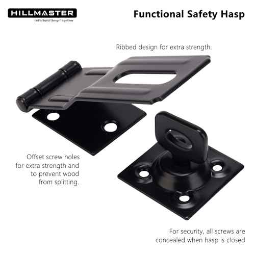 Swivel Staple Safety Hasps, 4-1/2" Gate Door Hasp Latch with Twist Knob Safety Padlock Clasp Lock for Fence, Gate, Cabinet, Barn Door, Shed, Black