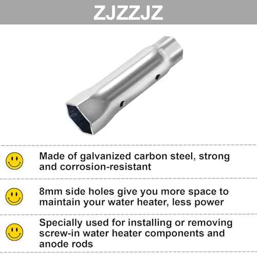 RV Water Heater Element Wrench Socket,Dual Hex Wrench Removal Tool for Anode Rod,(1-1/16 in x 1-1/2 in x 6 in),for All Residential and RV Camper Travel Trailer Motorhome