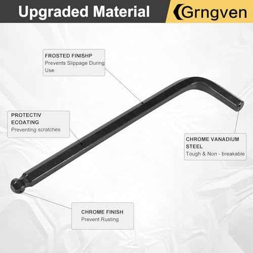8mm Ball End Allen Wrench, L Shaped Long Arm Cr-V Metric Hex Key for Bike Repair, Furniture Assembly, Motorcycle Maintenance