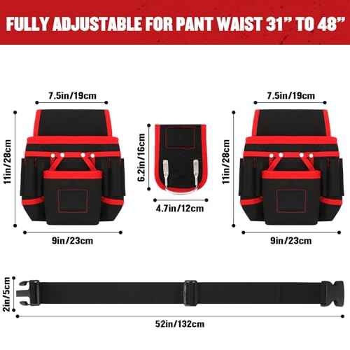 Tool Belt, Magnetic Tool Pouch with 26 Pocket Tool Belts for Men, Heavy Duty Adjustable Tool Pouch Bag, Detachable Utility Belt Tool Bags for Electrician, Carpenter, Construction