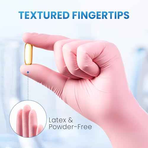 Borje Light-Duty Nitrile Disposable Gloves, 100 Count, Pink, Medium, Latex & Powder-Free, Food Safe, Esthetician, Cleaning, Cooking
