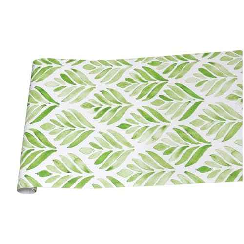 Green White Floral Shelf Paper Peel and Stick Botanical Floral Wallpaper for Walls Vinyl Film Decorative Drawer Liner for Dresser(Green White, 17.3" x 118")