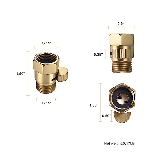 ChuangTim Brushed Gold 1/2" NPT Shower Flow Control Valve with Shut Off Brass Regulator