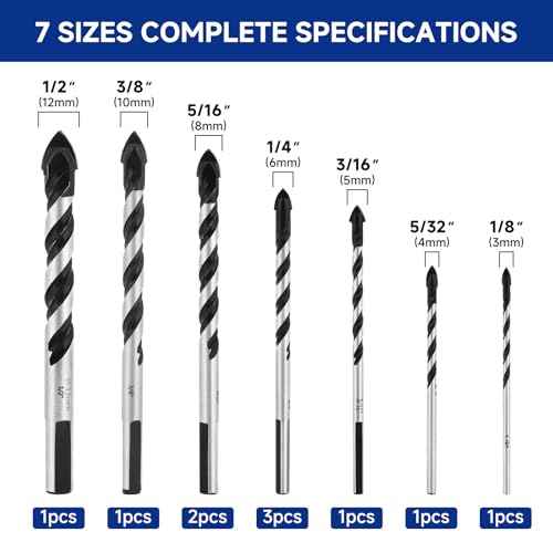 10PCS Masonry Drill Bit Set, Carbide Tip for Concrete/Brick/Tile/Glass/Wood/Etc, Industrial Strength, Includes Sizes: 1/8" - 1/2" by Tuvkkgui