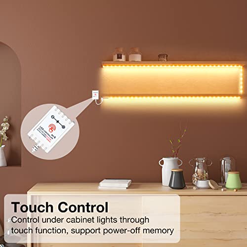 DAYBETTER 9.8ft Dimmable Under Cabinet LED Lights with Remote, Warm to Daylight White