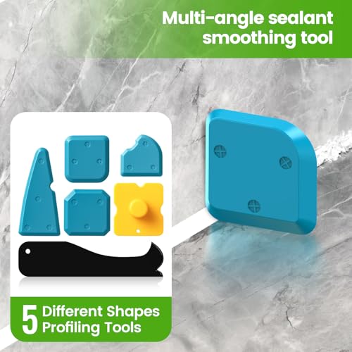 Green Goopreen 5-in-1 Silicone Caulking Tool Kit with Stainless Steel Head & Replaceable Pads