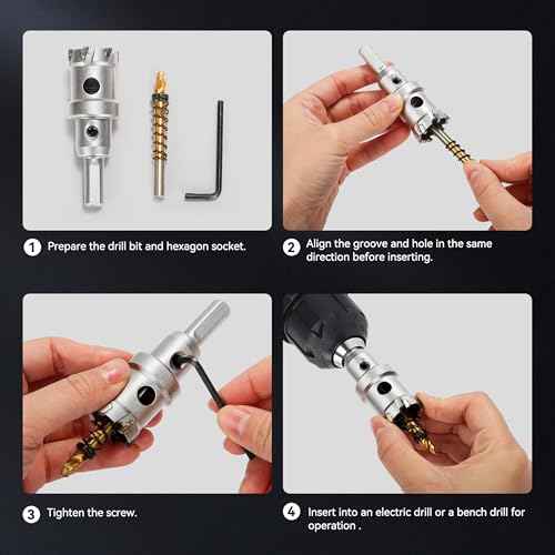 Hole Saw 5/8" (16mm) Heavy Duty Carbide with 2 Pilot Drill Bits - Metal Hole Cutter Cuts Stainless Steel, Iron, Copper, Brass, Plastic