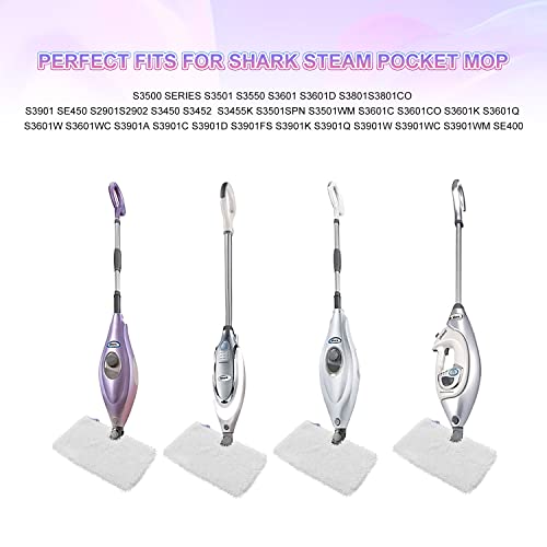 GFRED 6-Pack White Microfiber Steam Mop Replacement Pads for Shark S3500-S3901 Series (12.6 x 7 in) – Reusable Floor Cleaning Pads