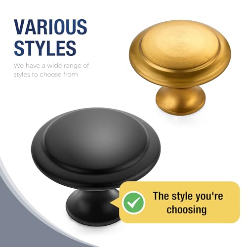 JOY DECOR Matte Black Cabinet Knobs 30mm, 18 Pack - Modern Drawer Handles