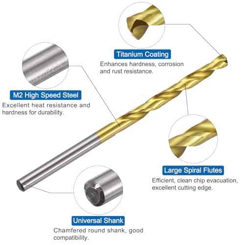 uxcell Metric Tap & Drill Bit Set, 2pcs M4 x 0.7 Spiral Point Thread Taps and 2pcs 3.3mm Twist Drill Bits, Titanium Coated HSS6542 Screw Tapping Threading Tools