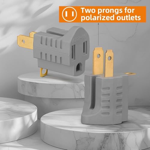 Polarized 3 Prong to 2 Prong Grounding Adapter - Indoor Use, 3 Pack