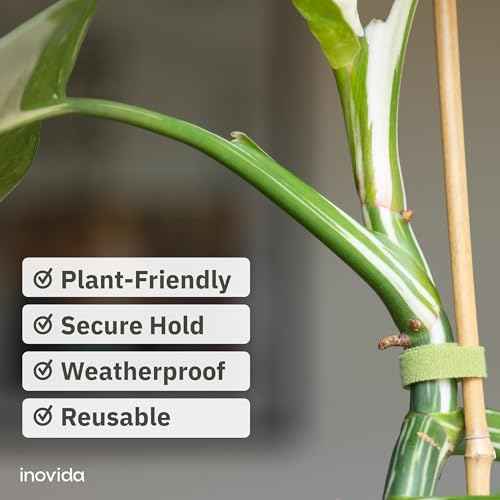 Hook & Loop Plant Ties: 32 ft Self-Adhesive, Extra-Strong Garden Tape for Weatherproof Plant Support ? Reusable ? Support for Climbing Plants ? Indoor and Outdoor Gardening by Inovida