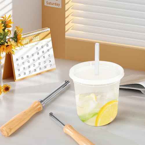Straw Puncher for Plastic Lids Lemonade, Hole Puncher for Plastic Lids, Lemonade Cup Lid Hole Puncher for Straw (2 Pack)