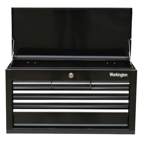 Workington 24" 6-Drawer Portable Metal Tool Chest Cabinet with Ball Bearing Slides - Black