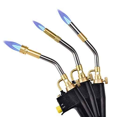 SEAAN Propane Torch Head with 3 Nozzles, Trigger Start Mapp/Map Propane Gas Torch W/Push Button Igniter, Welding Torch Head for MAPP, MAP/PRO Fuel Cylinder